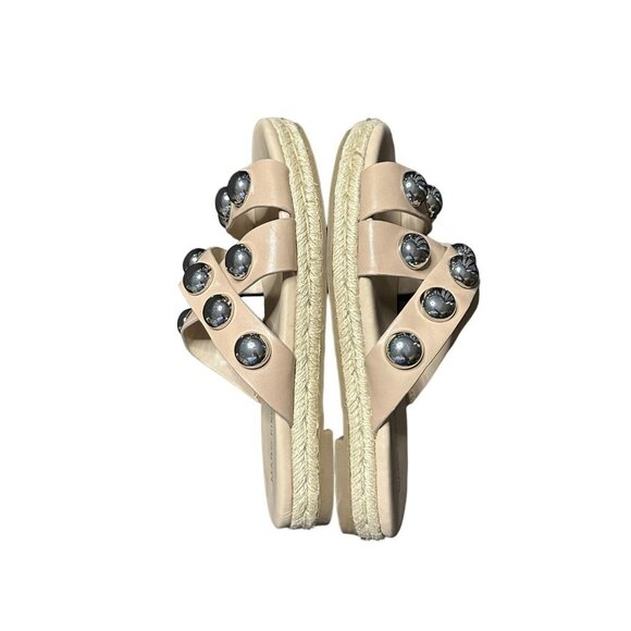 Marc Fisher Prisca Ball-Studded Espadrille Sandal Nude Size 5.5 - Picture 1 of 6